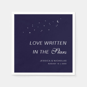 Celestial Elegant Script Midnight Blue Bröllop Pappersservett