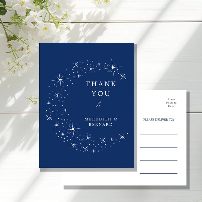 Celestial Elegant Wedding Moon Thank You Postcard Vykort (Skapare uppladdad)