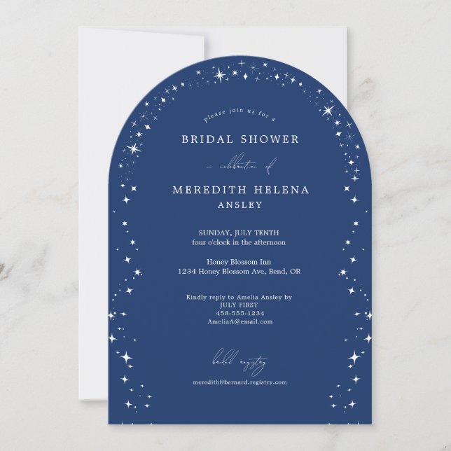Celestial Elegant Wedding Stars Arch Bridal Shower Inbjudningar (Framsida)