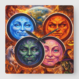 Celestial elemental ritual Gothic square fanta tea Fyrkantig Klocka