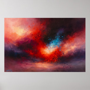 Celestial Emberfall Abstrakt Poster