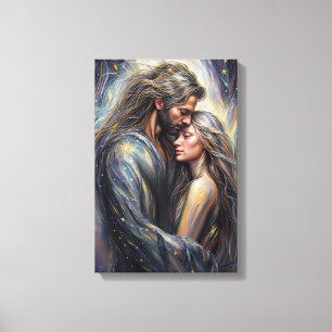 Celestial Embrace Romantic Starry Nght Art Canvastryck