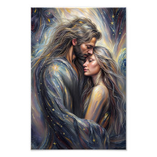 Celestial Embrace Romantic Starry Night Fototryck