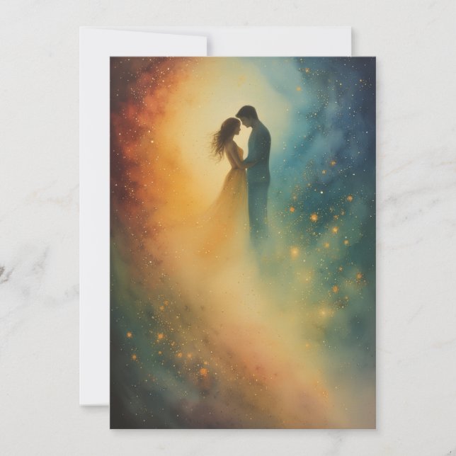 Celestial Embrace Watercolor Art, Par Inbjudningar (Framsida)