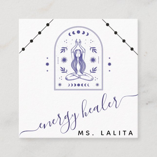 Celestial Energy Healer Cosmic Mystic Lila Boho Fyrkantigt Visitkort (Framsida)