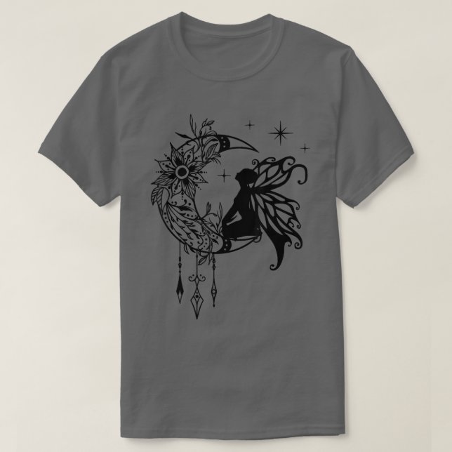 Celestial Fairycore Aesthetic Grunge Goth Måne Fai T Shirt (Design framsida)