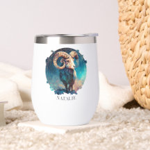 Celestial Fantasy Ram Zodiac Symbol Galaxy Aries