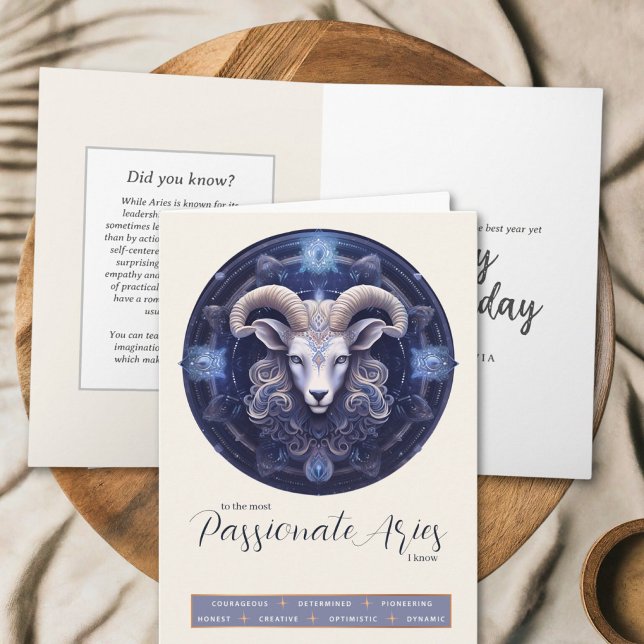 Celestial Fantasy Zodiac Ram Symbol Aries Birthday Kort (Skapare uppladdad)