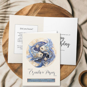 Celestial Fantasy Zodiac Symbol Pisces Birthday Kort