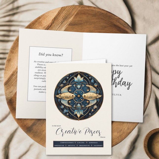Celestial Fantasy Zodiac Symbol Pisces Birthday Kort (Skapare uppladdad)