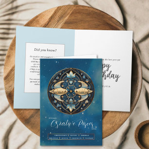 Celestial Fantasy Zodiac Symbol Pisces Birthday Kort