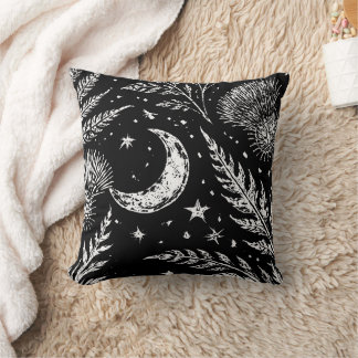 Celestial Fern Moon Throw Pillow Kudde