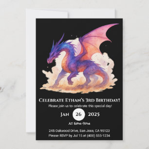 Celestial Flame Dragon Birthday-inbjudan Inbjudningar