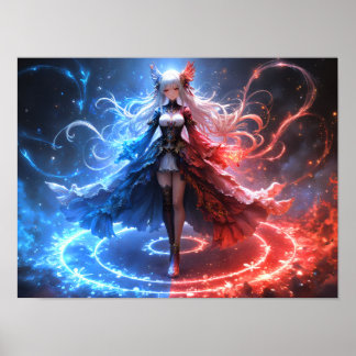 Celestial Flame Sorceress-flicka som utövar elemen Poster