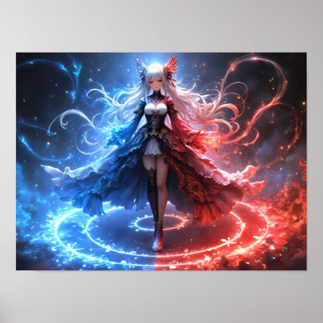 Celestial Flame Sorceress-flicka som utövar elemen Poster (Framsidan)