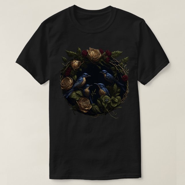 Celestial Flight Three Birds in a Golden Circle Am T Shirt (Design framsida)