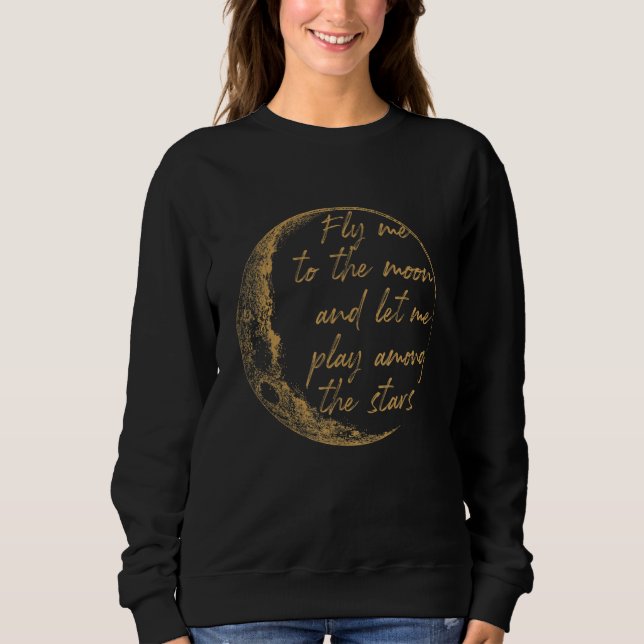 Celestial flög mig Guld till Måne T Shirt (Framsida)