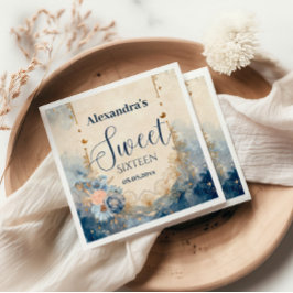 Celestial Floral Art Nouveau Sweet Sixteen Pappersservett