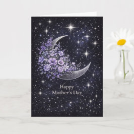 Celestial Floral Crescent Moon Mother's Day Card  Kort