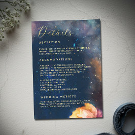 Celestial Floral Galaxy Marinblå Bröllopsdetaljer Tilläggskort