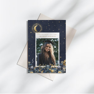 Celestial Floral Moon Examenstillkännagivande Inbjudningar