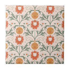 Celestial Floral Sunburst Seamless Pattern Design Kakelplatta