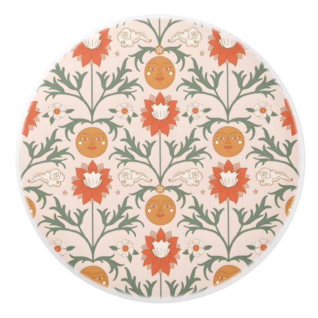 Celestial Floral Sunburst Seamless Pattern Design Knopp (Framsidan)