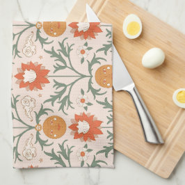 Celestial Floral Sunburst Seamless Pattern Design Kökshandduk