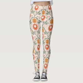 Celestial Floral Sunburst Seamless Pattern Design Leggings