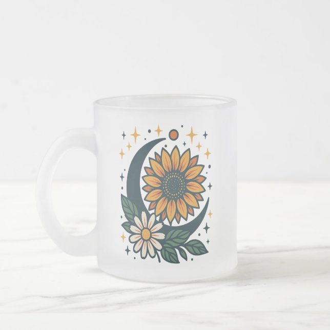 Celestial Flower Frosted Glass Mug Frostad Glasmugg (Vänster)