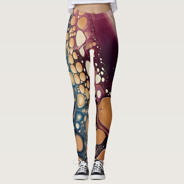Celestial Fluid Marmor i Midnattsguld Leggings (Framsida)