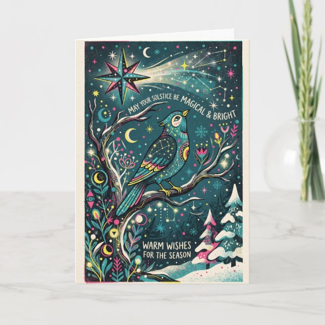 Celestial Folk Art Vintersolstånd Kort (Framsida)