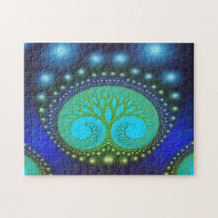 Celestial Forest Nature Mönster Abstrakt Art Pussel