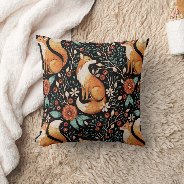 Celestial Fox in a Starry Night Sky Kudde (Filt)