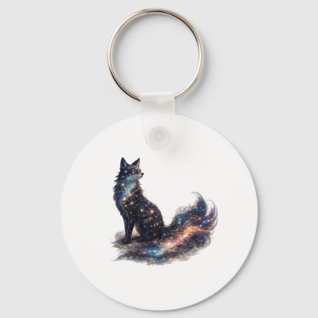 Celestial Fox | Kosmisk Fantasidjur Nyckelring (Framsida)
