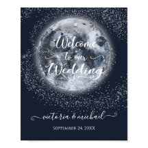 Celestial Full Moon och Stars Bröllop Välkommen