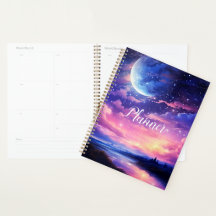 Celestial Full Moon Stars Clouds Mystical Lila
