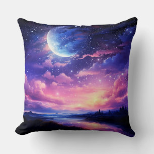 Celestial Full Moon Stars Clouds Mystical Lila Kudde