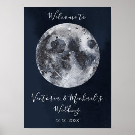 celestial fullt måne och stjärnor poster