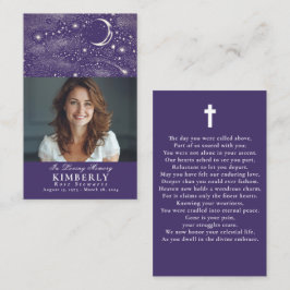 Celestial Funeral Memorial Prayer Foto Card Visitkort