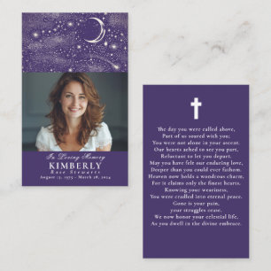 Celestial Funeral Memorial Prayer Foto Card Visitkort