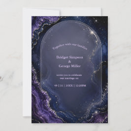 Celestial Galax Agat marmor Bröllop Inbjudningar