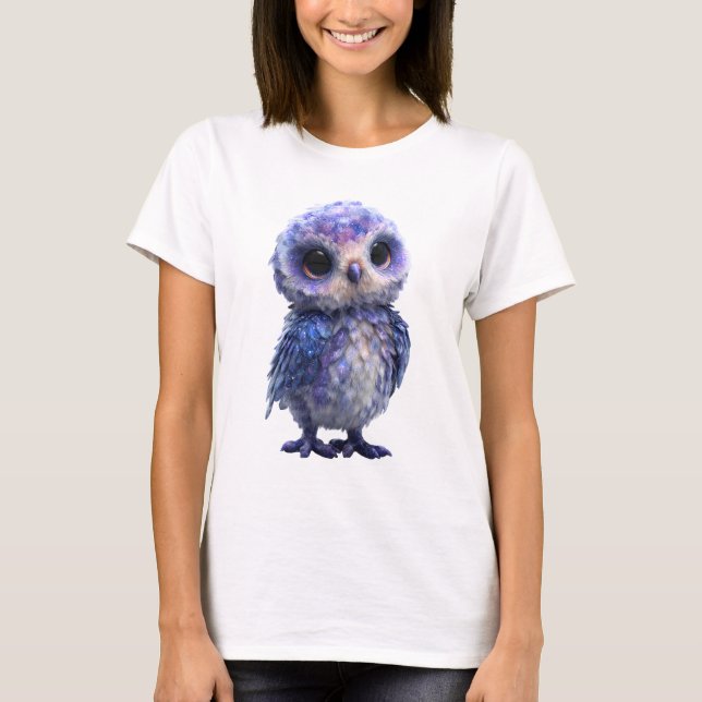 Celestial Galax Gnistrande Baby Uggla Kvinnor T Shirt (Framsida)