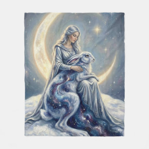 Celestial Galax Hare Månens Gudinna Fantasy Art Fleecefilt