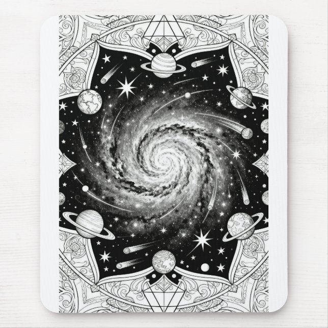 Celestial Galax Mandala Konsttryck | Kosmisk Vägg  Musmatta (Framsidan)