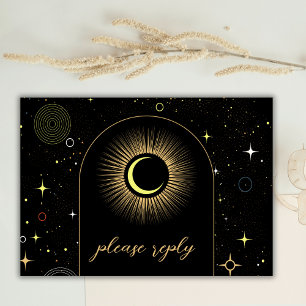 Celestial Galaxy Black Mystical Bröllop OSA Kort