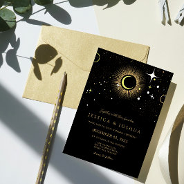Celestial Galaxy Black Wedding bjudande Inbjudningar