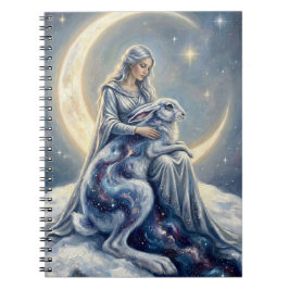 Celestial Galaxy Hare Moon Goddess Fantasy Art Anteckningsbok