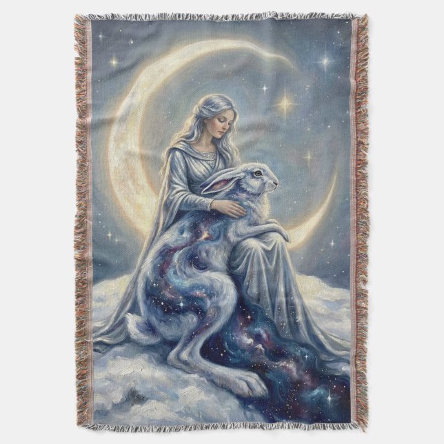 Celestial Galaxy Hare Moon Goddess Fantasy Art Filt (Framsidan Vertikal)