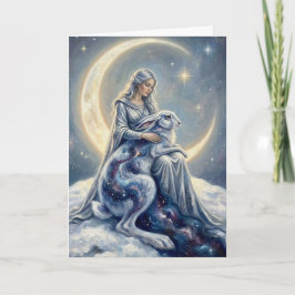 Celestial Galaxy Hare Moon Goddess Fantasy Art Kort